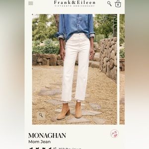 Frank and Eileen off white cropped raw hem jeans.